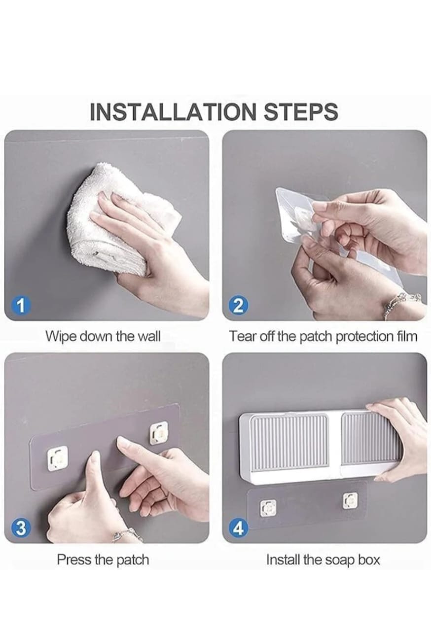 Double Bar Soap Dish with Drainage Box (Grey)