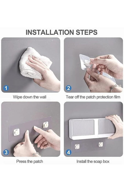 Double Bar Soap Dish with Drainage Box (Grey)