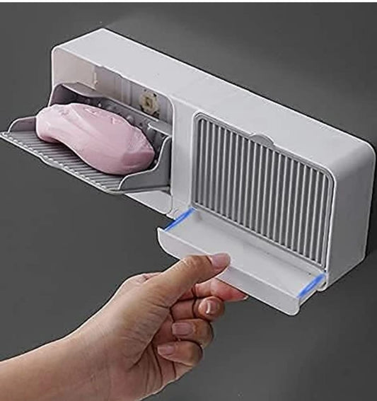 Double Bar Soap Dish with Drainage Box (Grey)