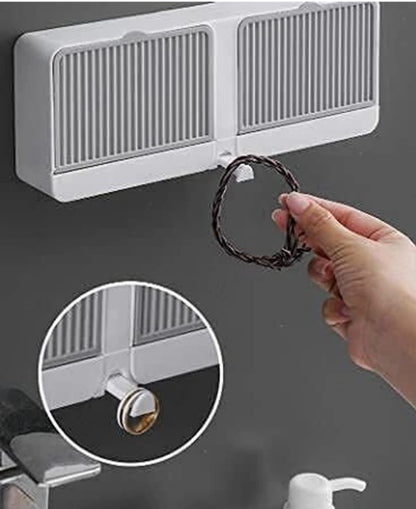 Double Bar Soap Dish with Drainage Box (Grey)